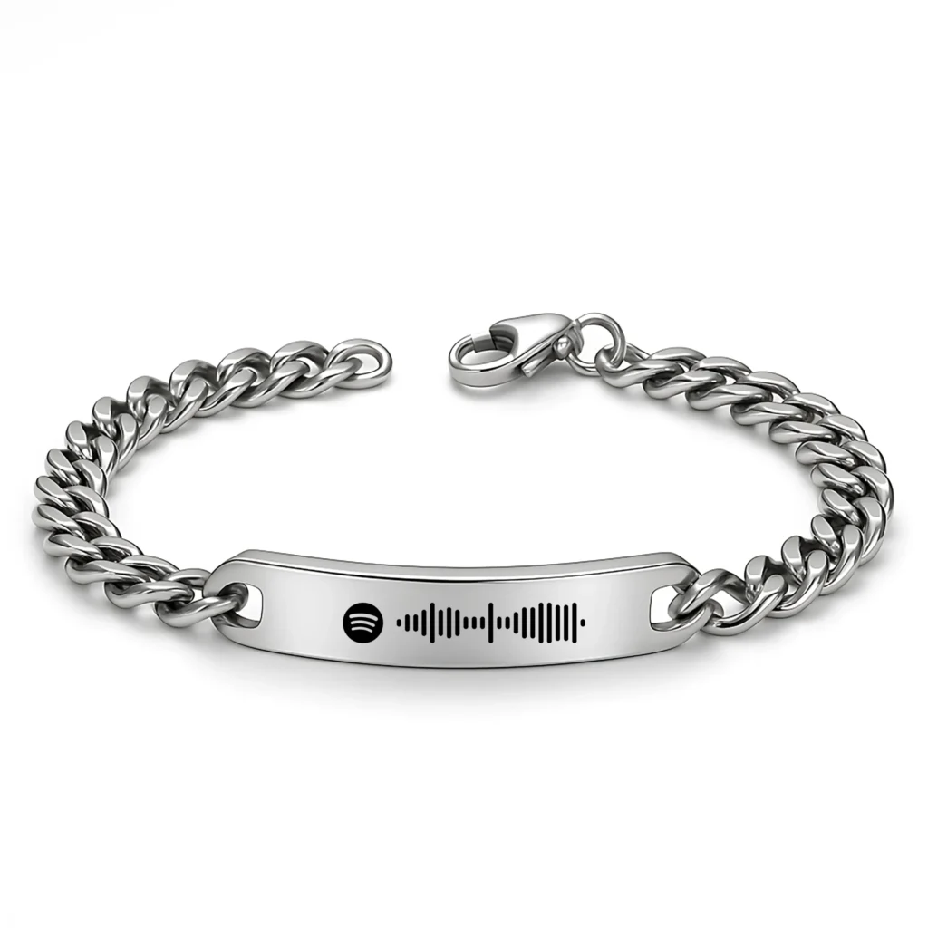 Luxury Men's Engraved Bracelet with Spotify Code Engraving