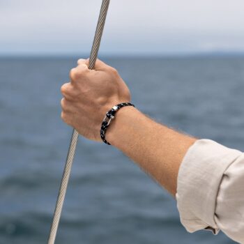 Double Wrap Nautical Rope Bracelet — Black