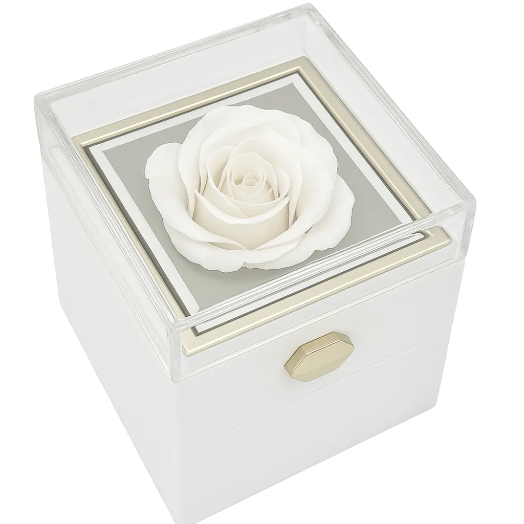Rotating Flower Gift Box — White
