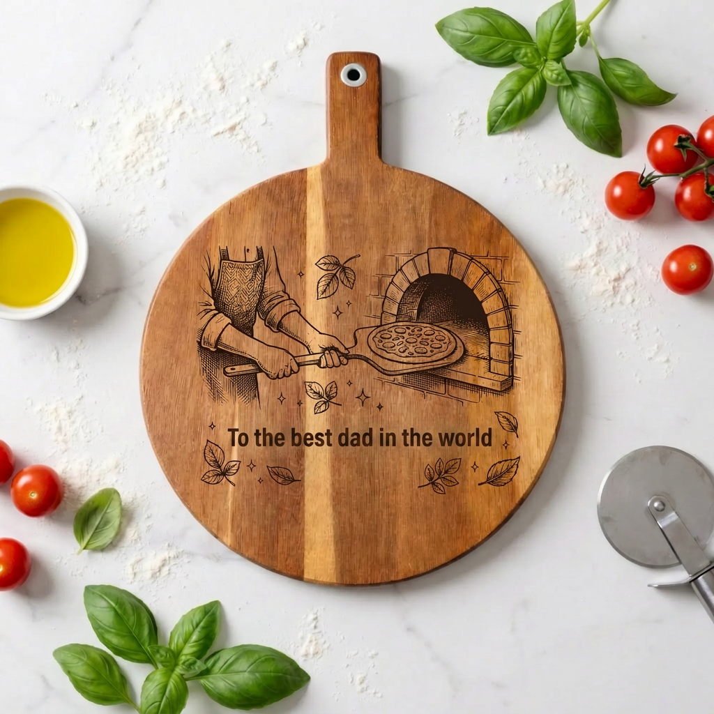 Gift: Personalized Pizza Cutting Board with Custom Engraving