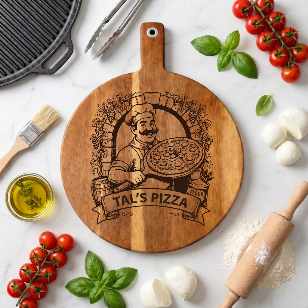 Premium Personalized Pizza Board with Engraving