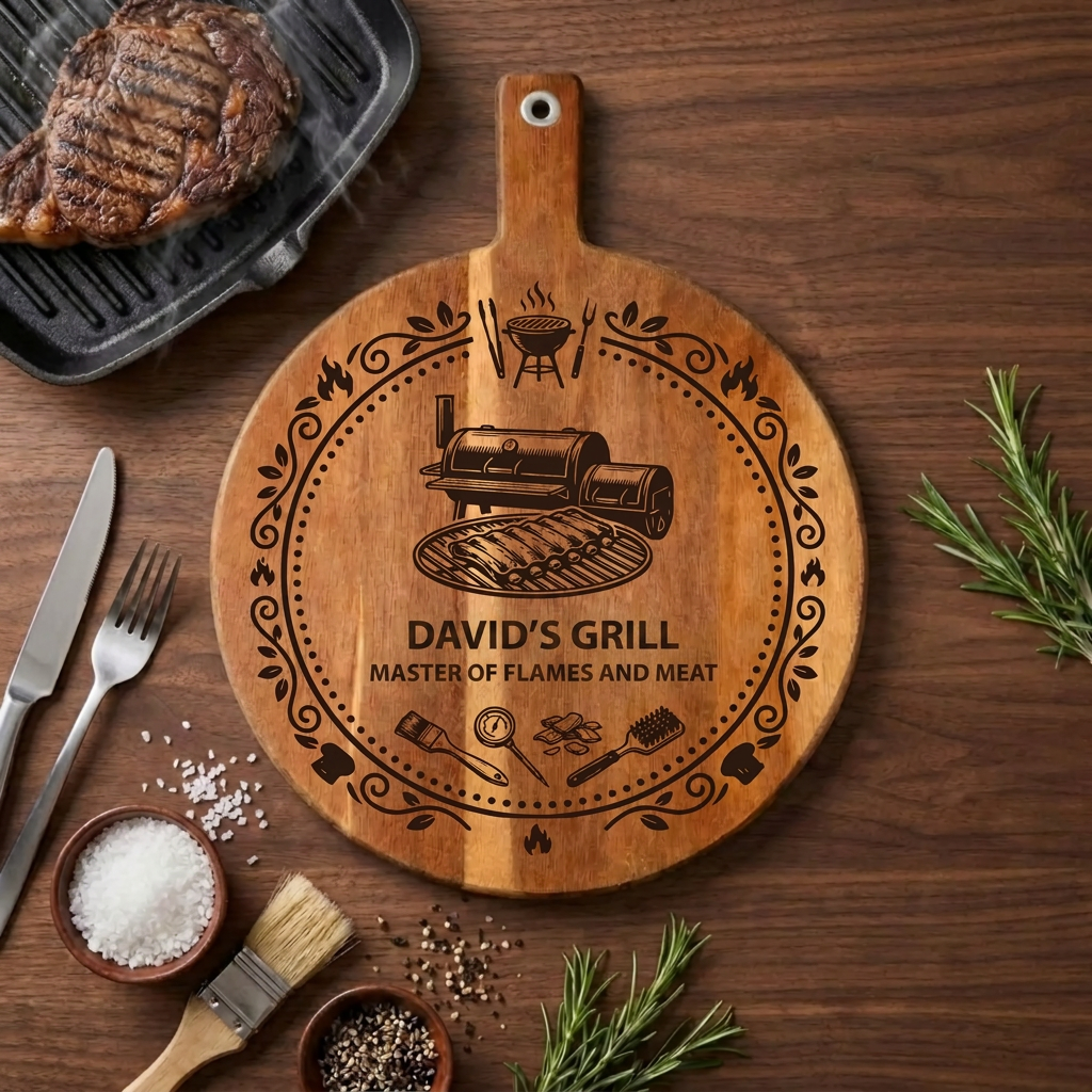 Engraved BBQ Cutting Board — Personalized Gift for Dad or Husband