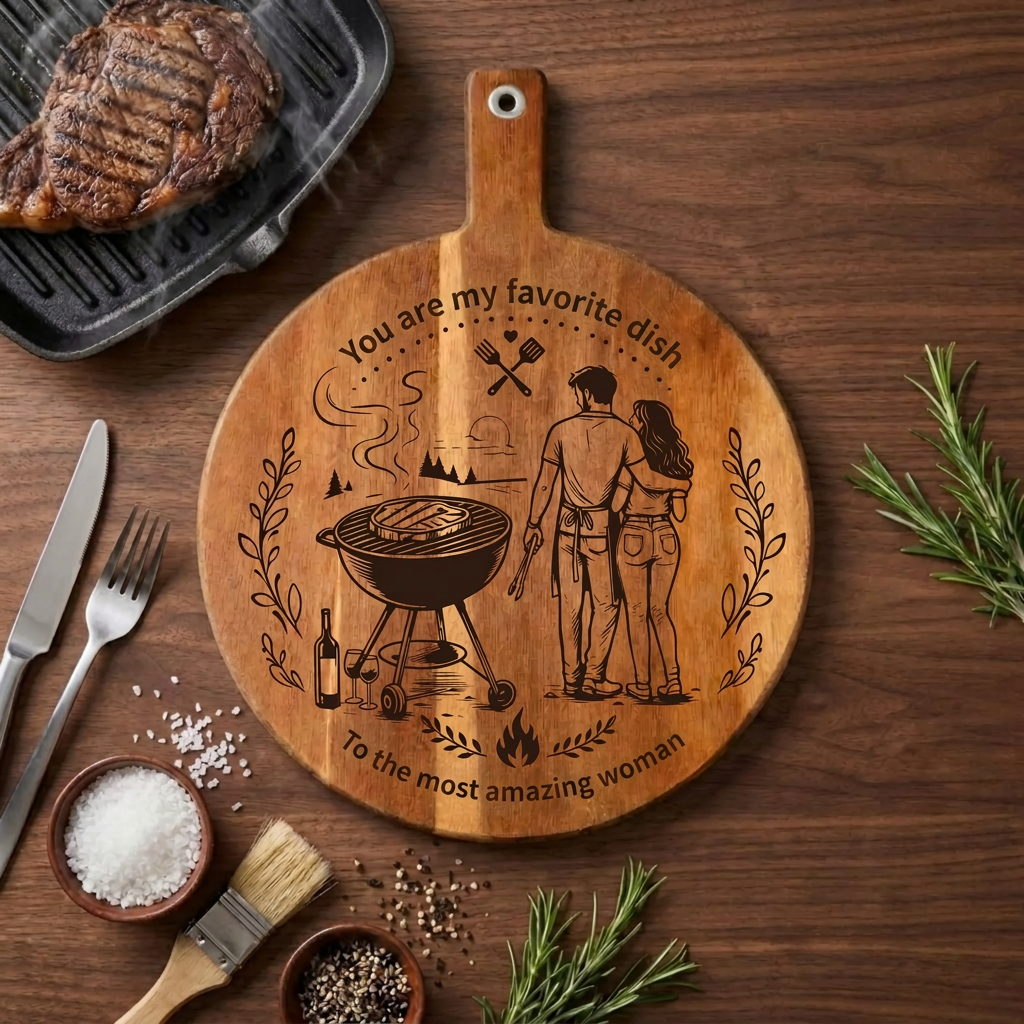 Personalized BBQ Cutting Board with Grill Engraving