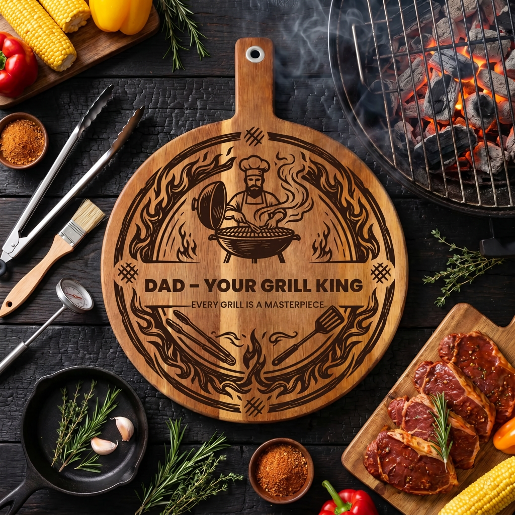 Personalized BBQ Cutting Board — Engraved Design for the Grill Master