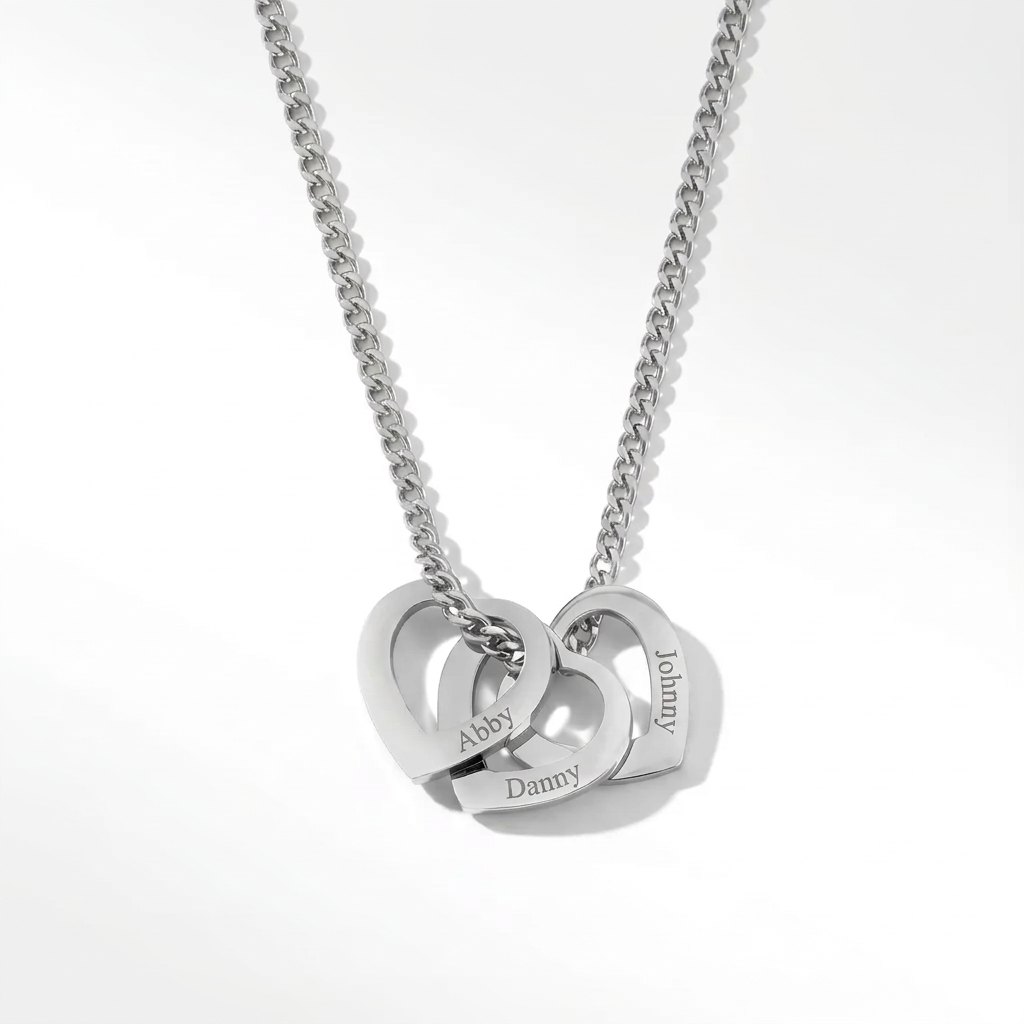 Women's Hearts Necklace with Your Children's Names