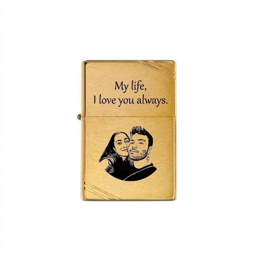 Zippo Lighter with Photo Engraving — Gold 240
