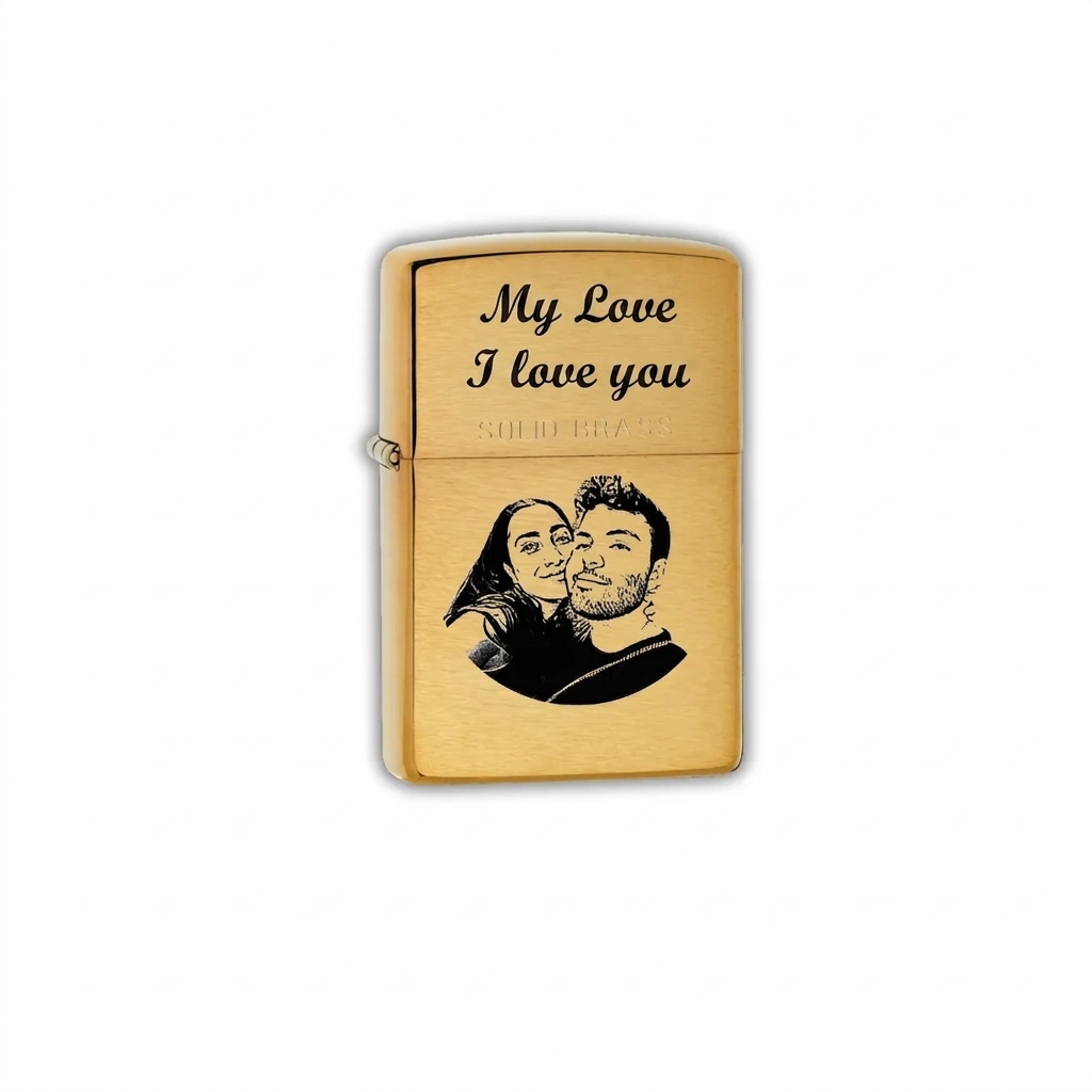 Zippo Lighter with Photo Engraving — Gold