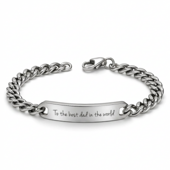 Men's Engraved Bracelet — Gift from Mom to Son with Dedication Engraved in Your Own Handwriting