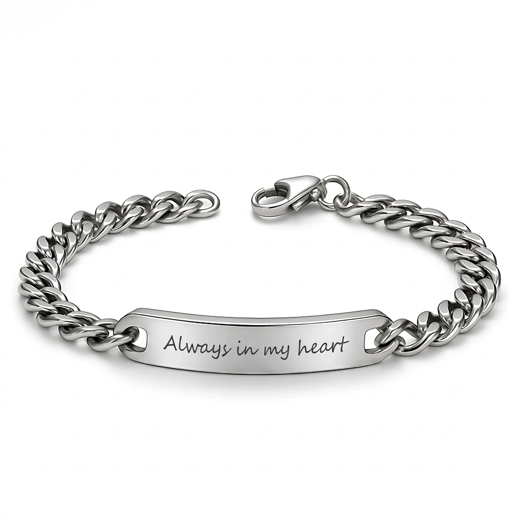 Luxury Men's Engraved Bracelet with Dedication Engraved in Your Own Handwriting