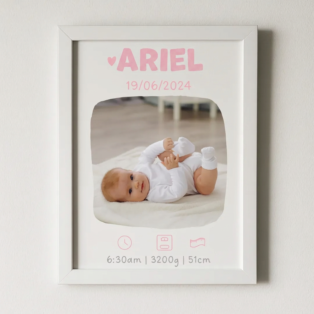 Luxury Framed Baby Birth Certificate with Photo