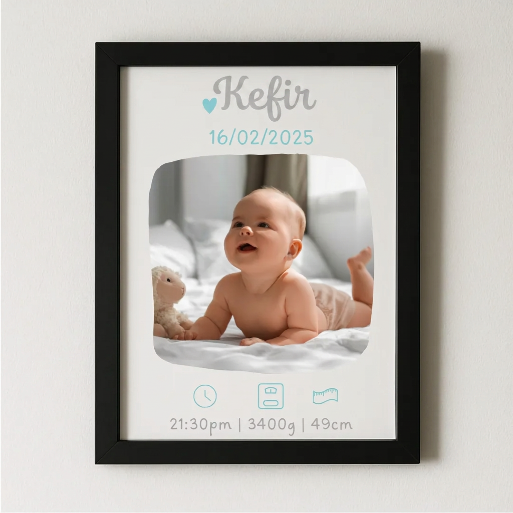 Luxury Framed Baby Birth Certificate with Photo