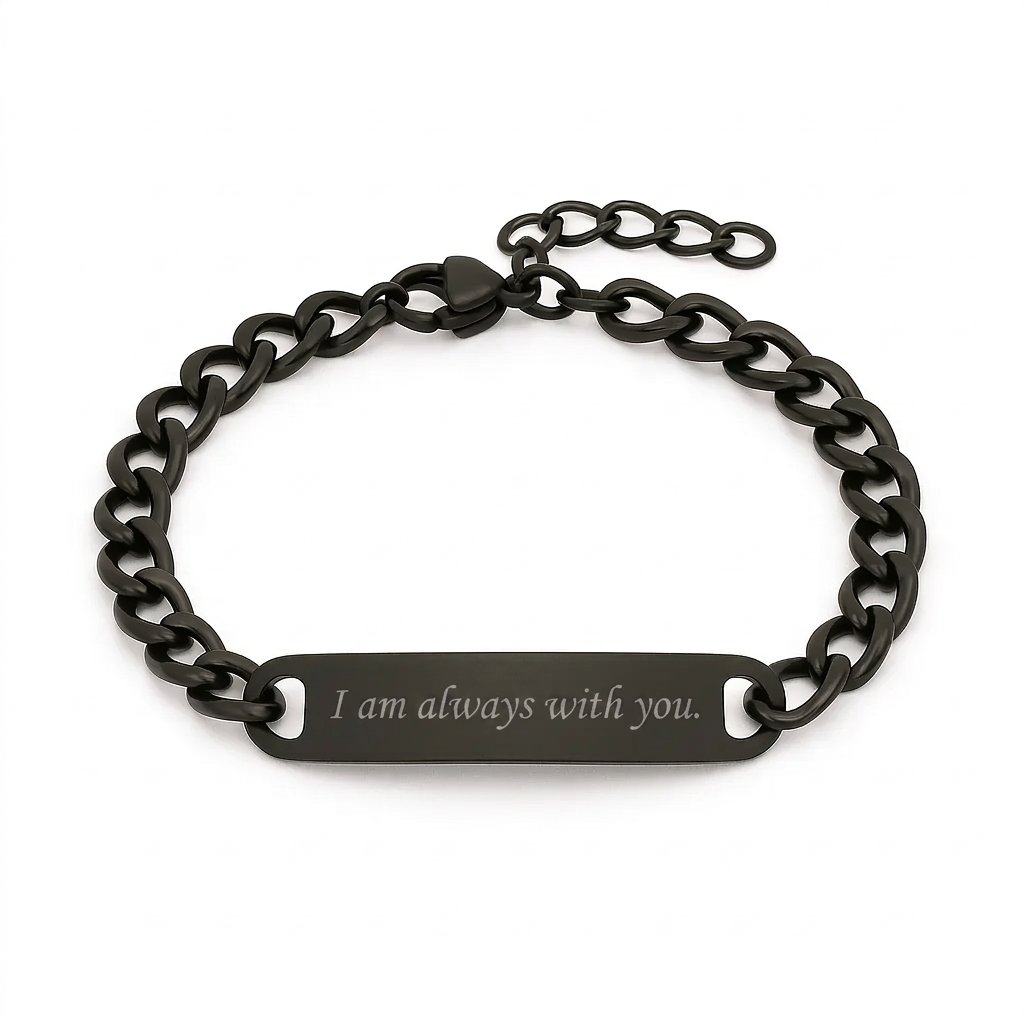 Luxury Men's Engraved Bracelet with Dedication Engraved in Your Own Handwriting