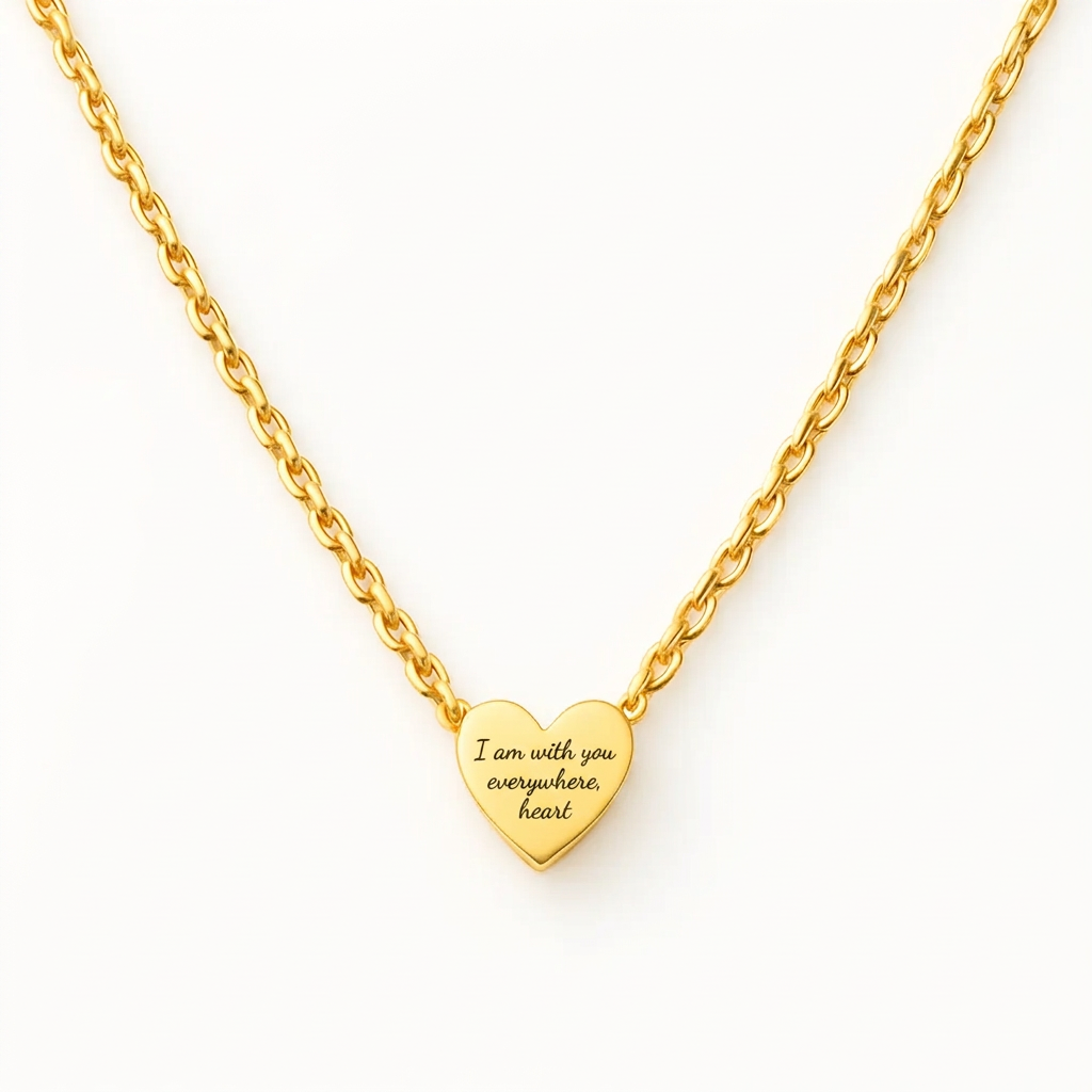 Delicate Heart Necklace with Personal Dedication Engraving