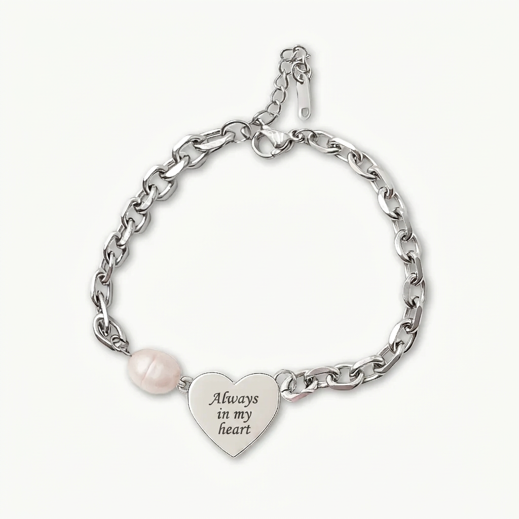 Delicate Heart Engraved Bracelet with Personal Dedication Engraving