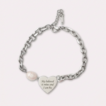 Delicate Heart Engraved Bracelet with Handwritten Dedication