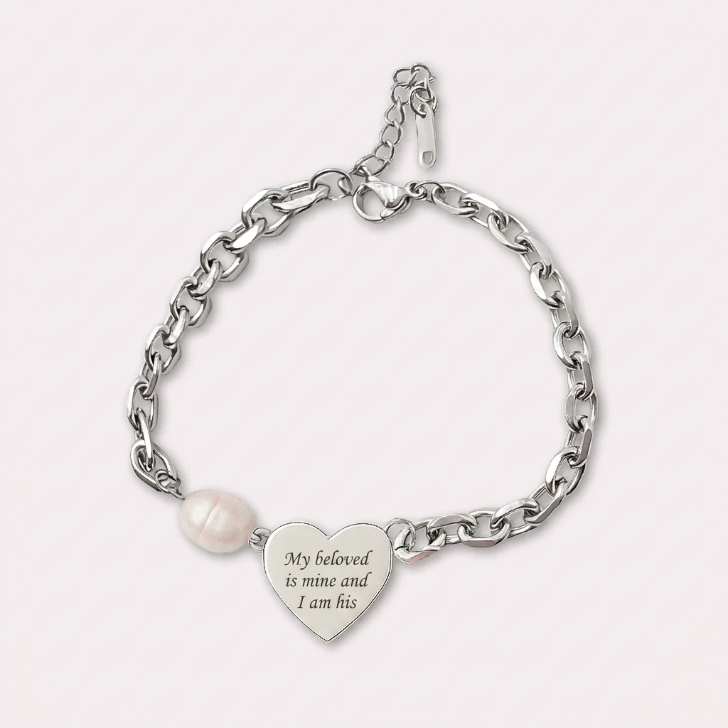 Delicate Heart Engraved Bracelet with Handwritten Dedication