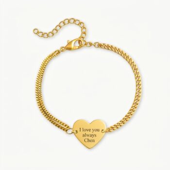 Delicate Heart Engraved Bracelet with Personal Dedication Engraving