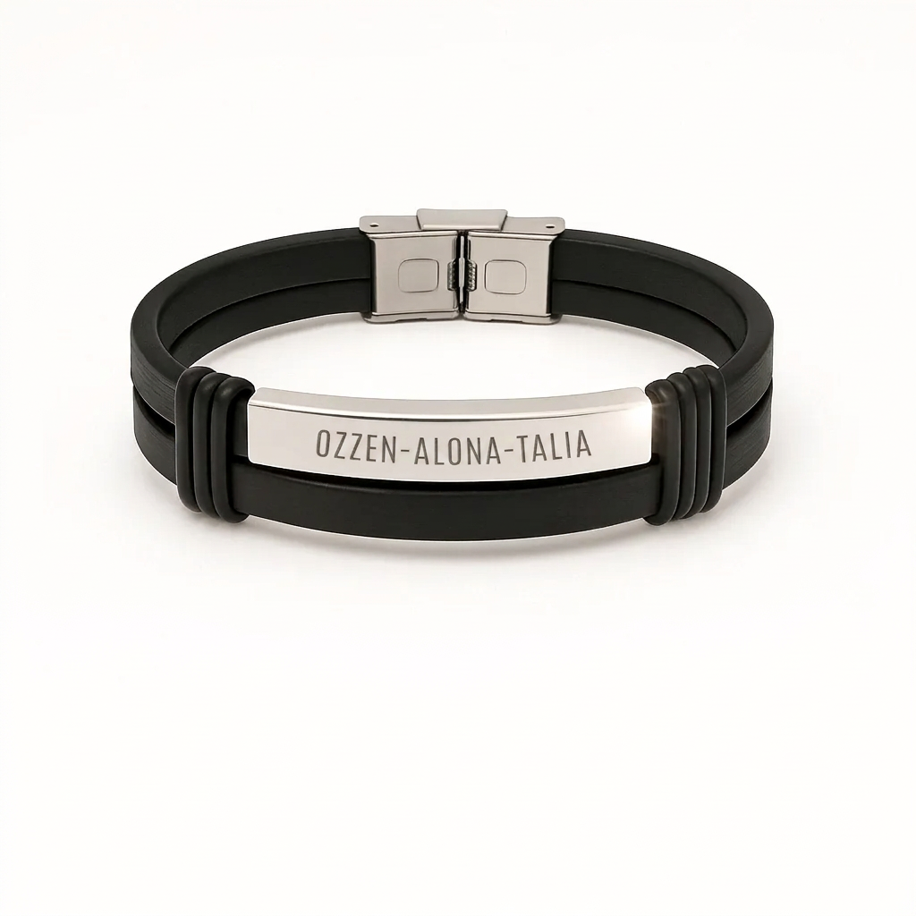 Men's Silver Bracelet with Your Names Engraved