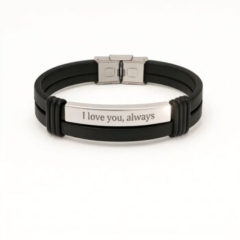 Men's Silver Bracelet — Luxury Gift with Personal Text Engraving