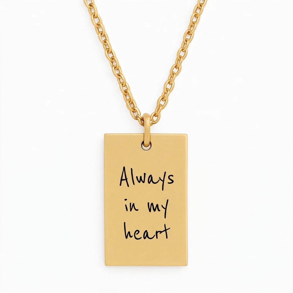 Luxury Stainless Steel Bar Necklace Engraved in Your Own Handwriting