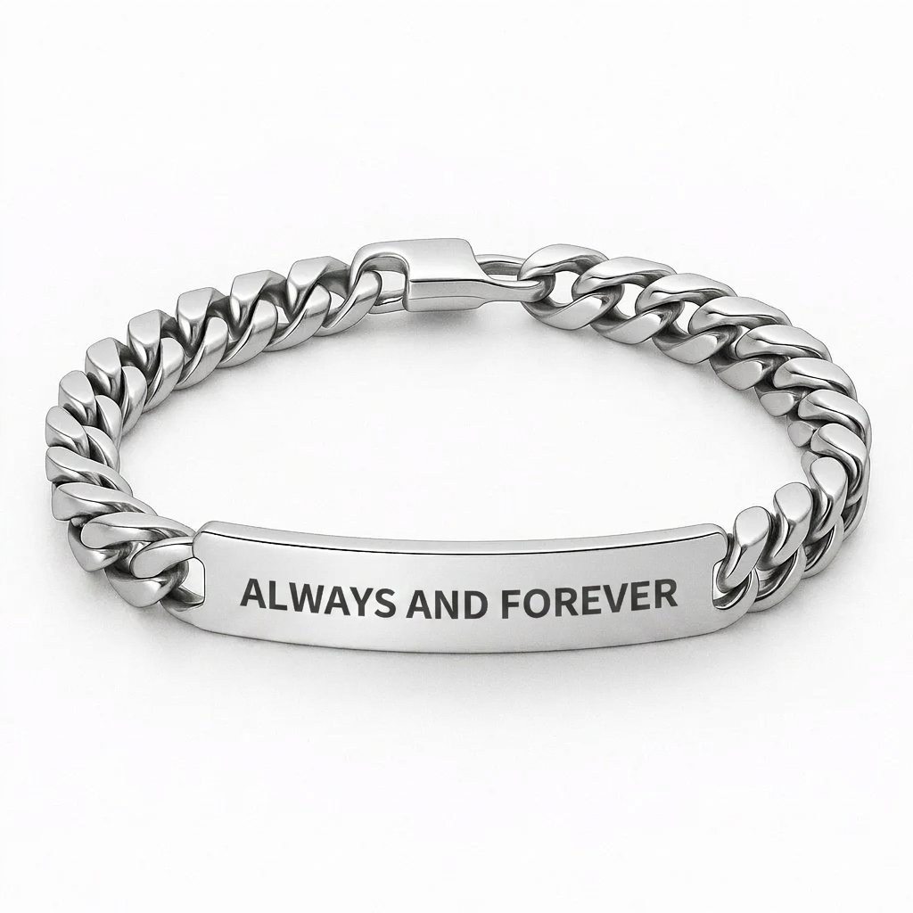 Men's Silver Bracelet — Luxury Gift with Message Engraving