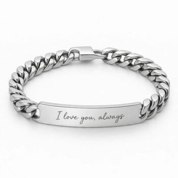 Men's Silver Bracelet — Luxury Gift with Personal Text Dedication