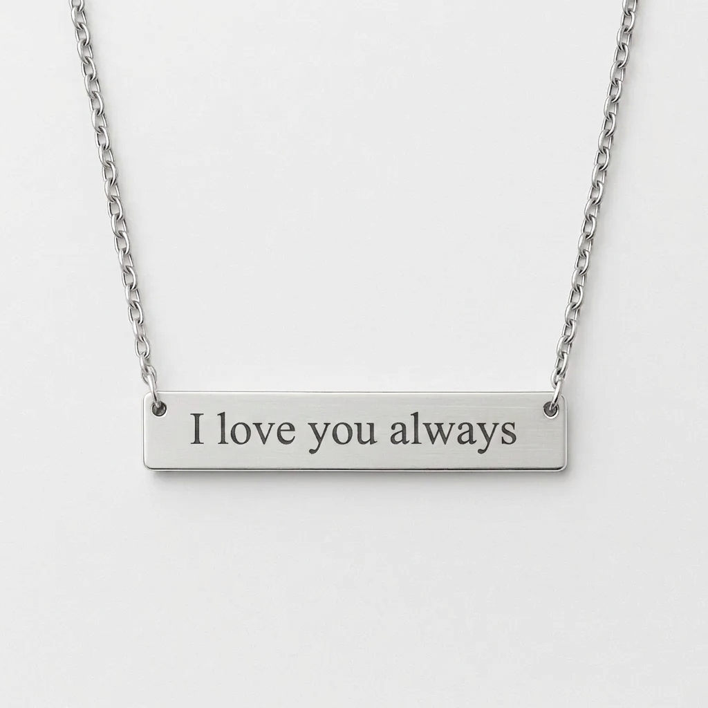 Silver Necklace with Personal Message Engraving