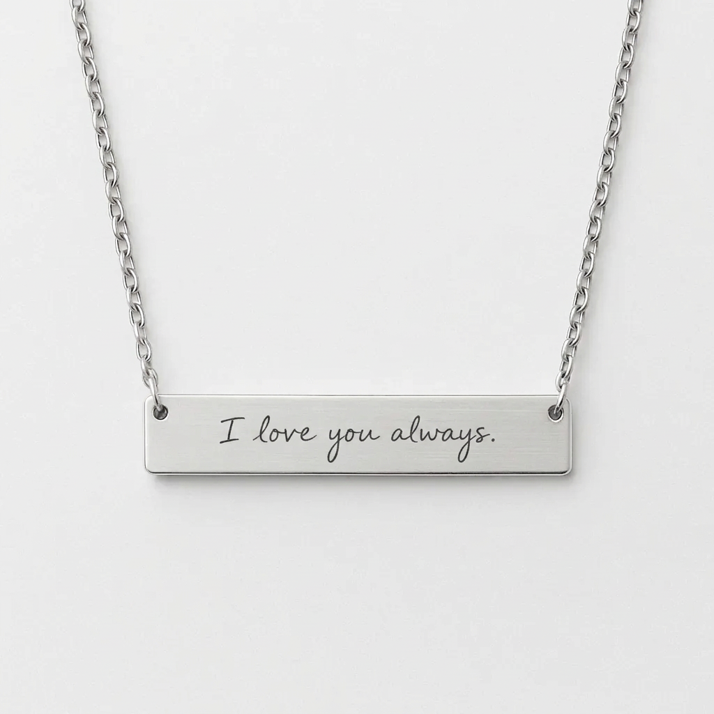 Silver Necklace with Personal Text Dedication