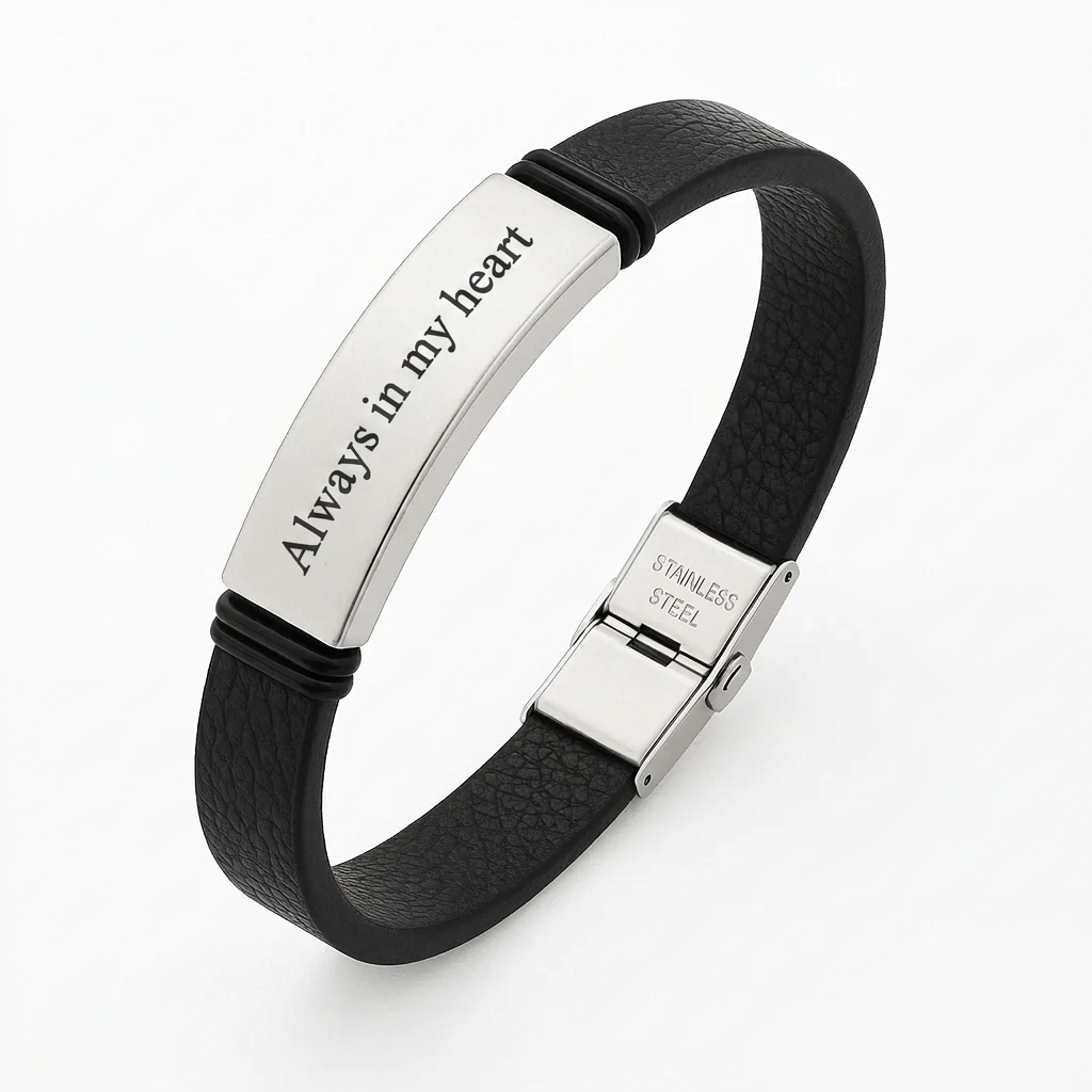 Luxury Leather Bracelet with Message Engraving