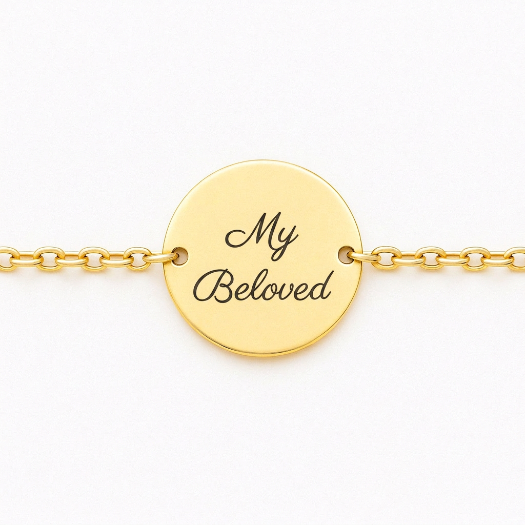 Delicate Round Engraved Bangle for Women with Handwritten Message