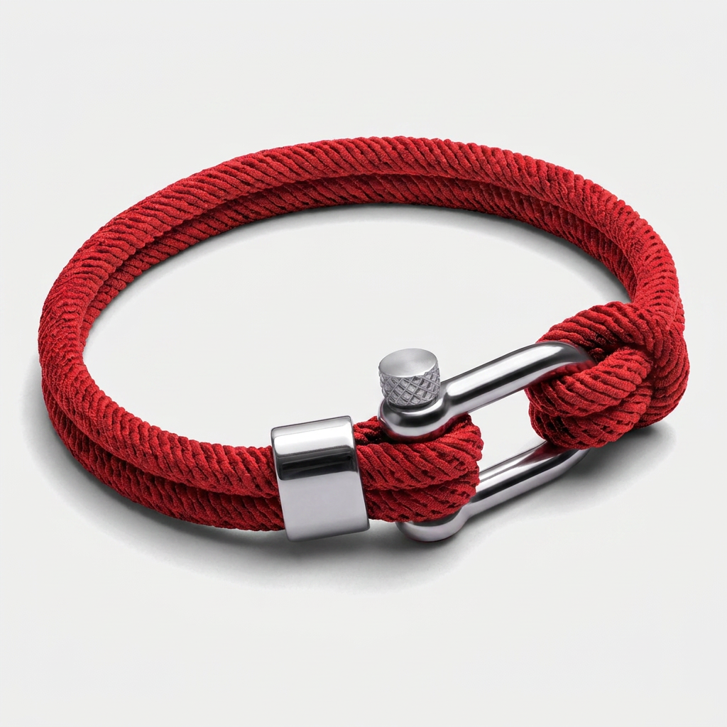 Screw Shackle Nautical Rope Bracelet — Red