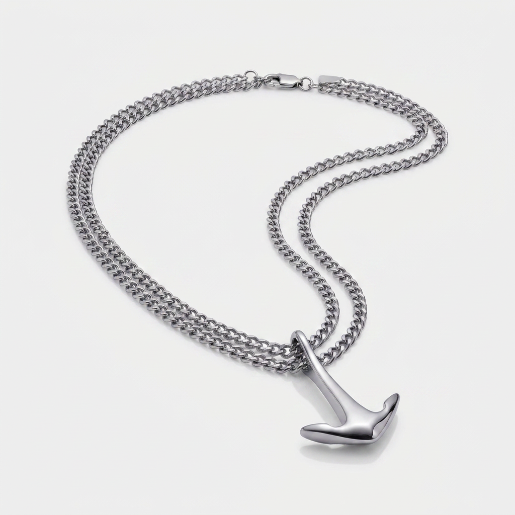 Anchor Pendant Necklace — Silver