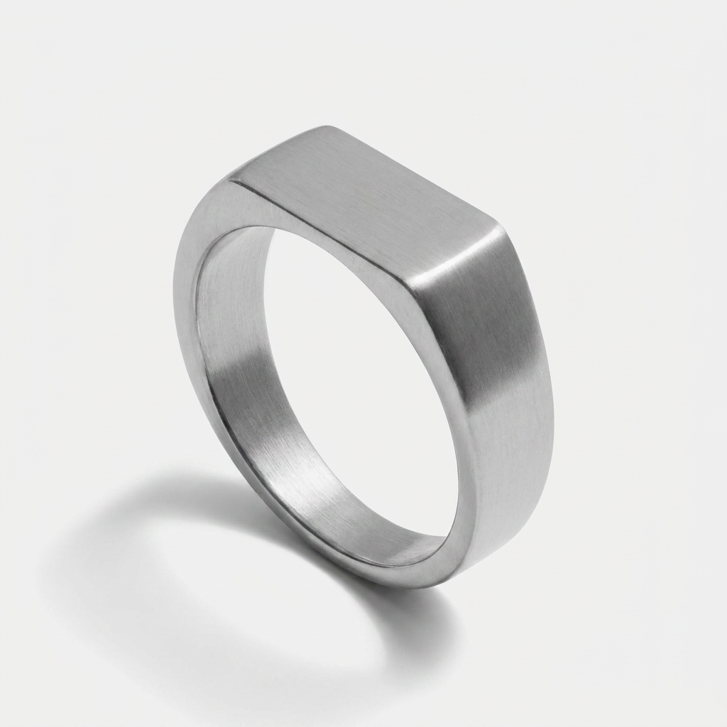 Stainless Steel Signet Ring — Silver