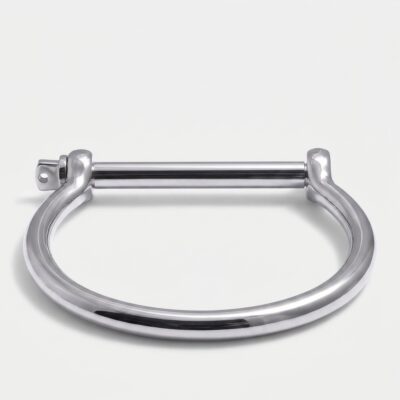Shackle Clasp Steel Bangle — Silver