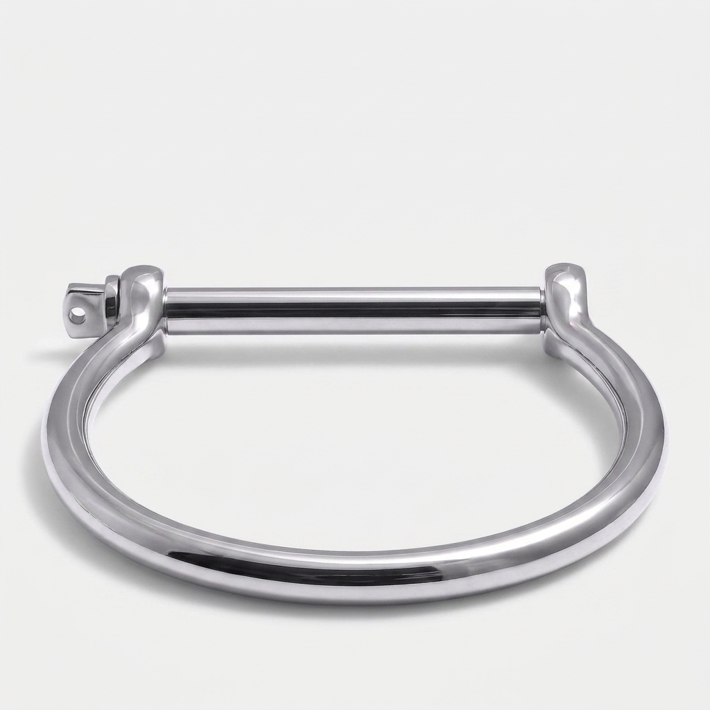 Shackle Clasp Steel Bangle — Silver