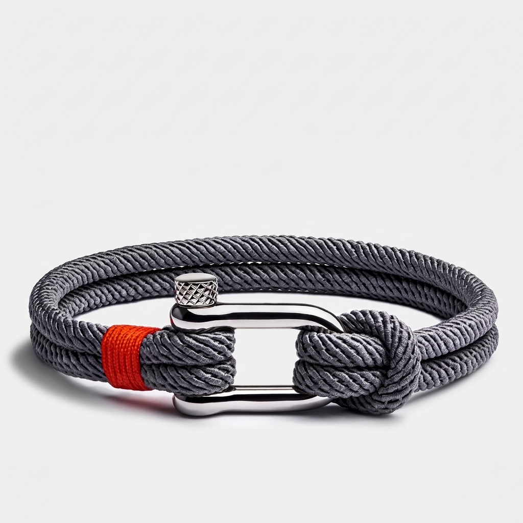 Screw Shackle Nautical Rope Bracelet — Gray