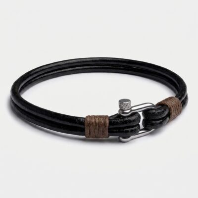Screw Shackle Braided Leather Bracelet