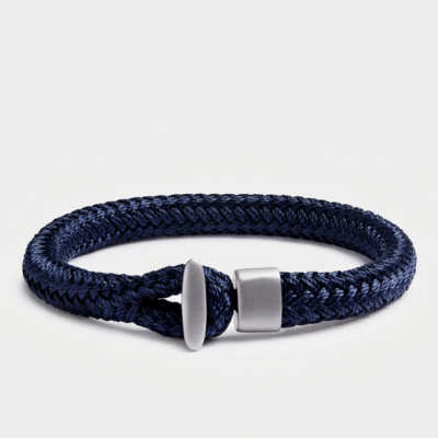Pin Closure Nautical Rope Bracelet — Silver