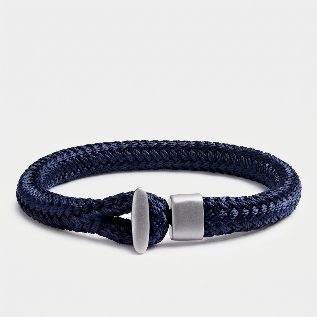 Pin Closure Nautical Rope Bracelet — Silver