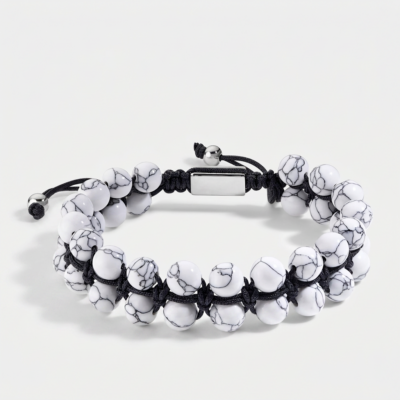 Double Row Howlite Beaded Bracelet