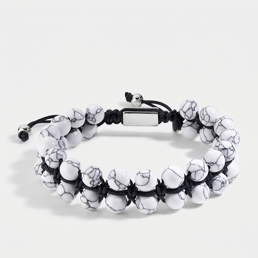 Double Row Howlite Beaded Bracelet