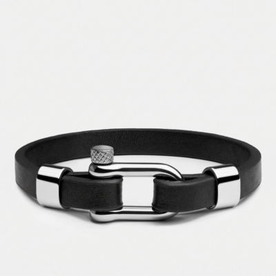 Shackle Clasp Leather Bracelet