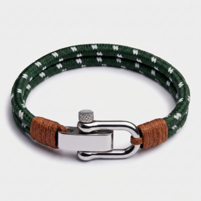 Double Wrap Nautical Rope Bracelet — Olive