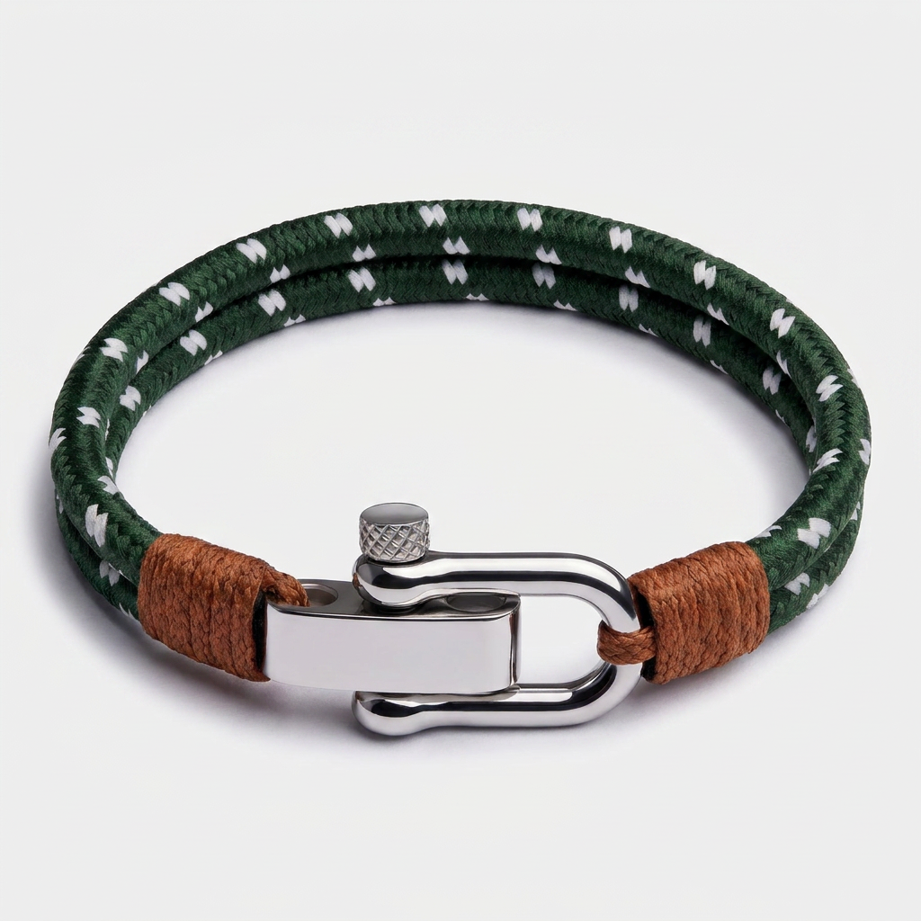 Double Wrap Nautical Rope Bracelet — Olive