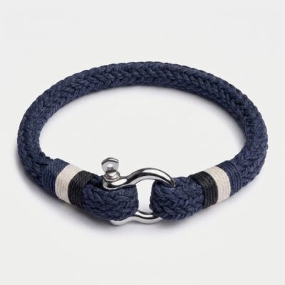 Horseshoe Shackle Nautical Rope Bracelet — Navy
