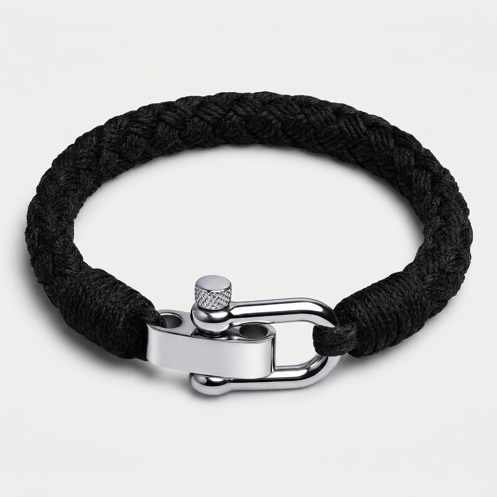 Cotton Rope Nautical Rope Bracelet — Black
