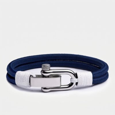 Nylon Cord Double Wrap Nautical Rope Bracelet — Navy