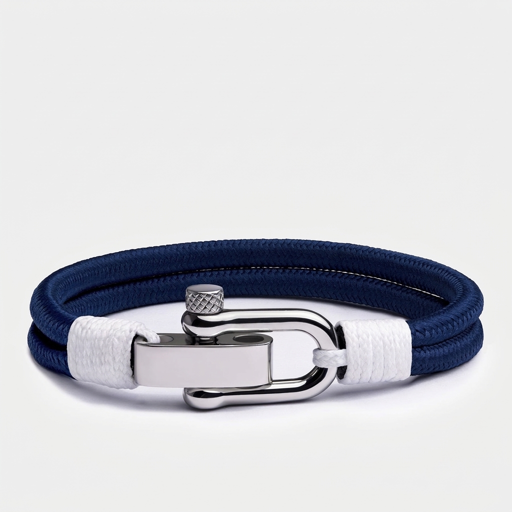 Nylon Cord Double Wrap Nautical Rope Bracelet — Navy