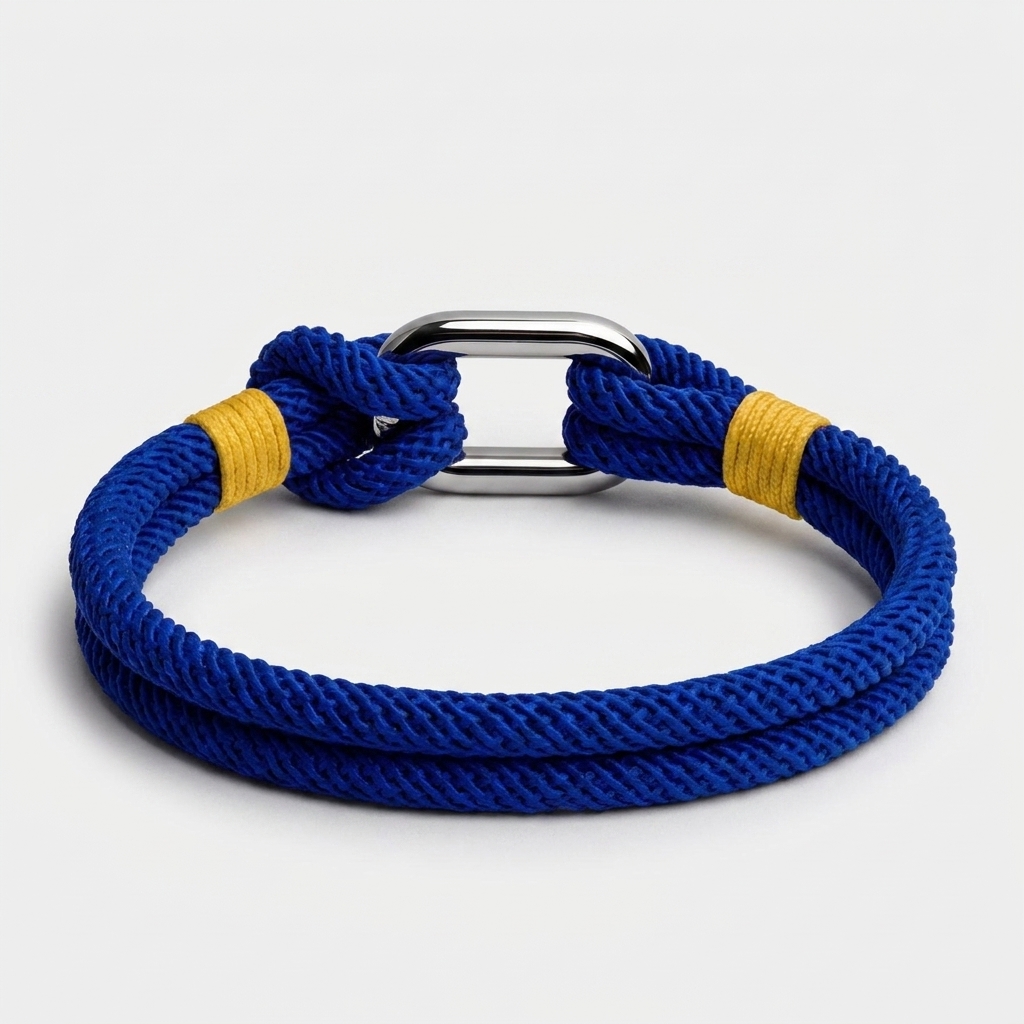 Screw Shackle Nautical Rope Bracelet — Blue