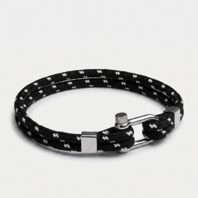 Double Wrap Nautical Rope Bracelet — Black